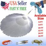 NEW 6/8/10/12/16FT Nylon Fishing Hand Cast Net Bait shrimp Easy Throw 1/2'' Mesh