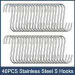 40 Heavy Duty Pack S Hooks Stainless Steel S Hooks for Hanging pots Pans Plants