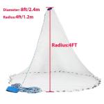 8FT Fishing Cast Net Bait Easy Throw Hand Cast Strong Nylon Mesh US New