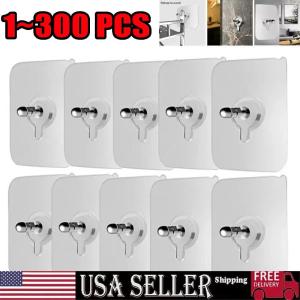 1~100Pack Self-Adhesive Wall Hooks – Seamless Punch-Free Nail Screw Stickers