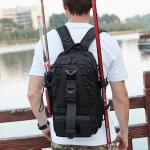 Tactical Fishing Tackle Backpack - Waterproof Sling Bag Rod Holder for Anglers