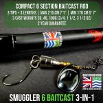 Smuggler 6 Baitcast Compact Travel Fishing Rod & Case 7’ -Spin,General Fishing