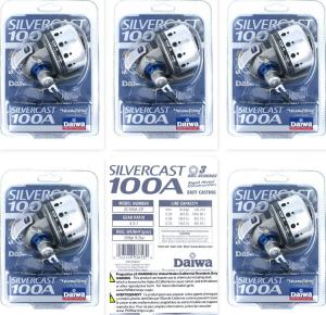 (5) Daiwa Silvercast 100A Easy Casting Spincast Reels 4.3:1 BRAND NEW CASE