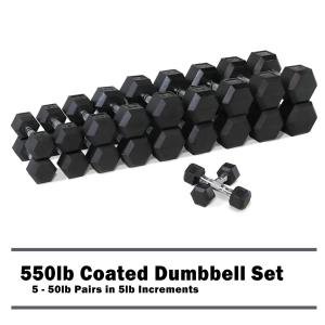 CAP 150lb-550lb Rubber Hex Dumbbell Complete Set Commercial Home Gym Weights
