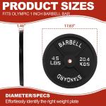 Cast Iron Weight Plates, 1-Inch Hole, 2-Pack or 4-Pack Options (2.5LB–45LB), Bla