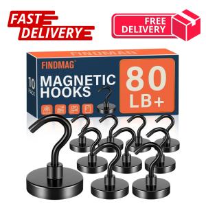 10 Pack 80LBS Heavy Duty Magnetic Hooks Magnet Hook for Hanging, Strong Magnetic