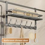 Over the Door 6 Hooks Rack Hanger Bathroom Metal Organizer for Clothes Hats Bags
