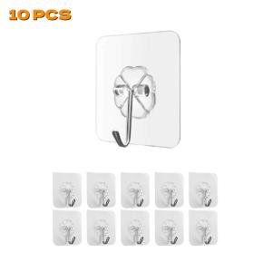 10/20 Pcs Adhesive Sticky Hooks Heavy Duty Wall Seamless Hook Hanger Transparent