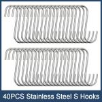 20 or 40 Pack S Hooks - Stainless Steel Heavy Duty S Hooks for Hanging pots Pans