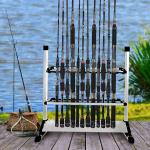 24 Rod Fishing Pole Holder Aluminum Alloy Stand Rack Storage Portable Tool