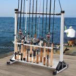 24 Rod Fishing Pole Holder Aluminum Alloy Stand Rack Storage Portable Tool