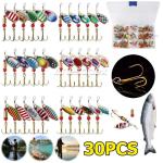 30Pack Fishing Lures Metal Spinner Baits Bass Tackle Crankbait Trout Spoon Trout
