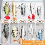 10Pcs Soft Fishing Lures Kits, Pike Lures, Fish Bait Bass Paddle Tail Swimbait