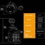 Trolling Reel Saltwater Level Wind Reels, Drag Reels Boat Fishing Ocean Fishing 