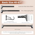 Black Shower Curtain Rod 40-87 "Adjustable Tension Carbon Steel Telescopic Rod Easy to Install without Drilling Holes Tension Curtain Rod for Bathroom Tension Rod Christmas Decoration Holder