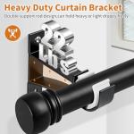 KOLAKO Curtain Rod Bracket, Heavy Duty Curtain Rod Holders Single Decorative Rod Hooks Hanger for 1 Inch Rod, Black 4 Pack