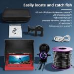 SUNMORN Underwater Fishing Camera with 4.3" HD IPS Screen, 220° Wide-Angle View, 50ft Waterproof Cable & 6000mAh Battery – Ideal for Ice, Lake, Boat and Kayak Fishing