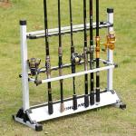 24 Rod Fishing Pole Holder Aluminum Alloy Stand Rack Storage Portable Tool US