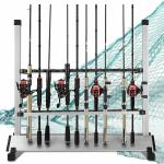 24 Rod Fishing Pole Holder Aluminum Alloy Stand Rack Storage Portable Tool US