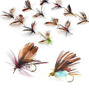 Lilureena 12 PCS Fly Fishing Flies Kit Fly Lure Butterfly for Trout Bass Salmon Saltwater Freshwater