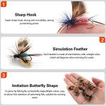 Lilureena 12 PCS Fly Fishing Flies Kit Fly Lure Butterfly for Trout Bass Salmon Saltwater Freshwater