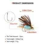 Lilureena 12 PCS Fly Fishing Flies Kit Fly Lure Butterfly for Trout Bass Salmon Saltwater Freshwater
