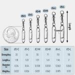 Alwonder 30-Pack Fishing Speed Clips Quick Change Snap Swivels, Ball Bearing Swivel Power Clips Fishing Snap Swivels Freshwater Saltwater Crankbait Popper Lures Quick Snaps Connector Tackle (0+S 33LB)