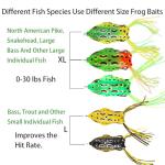 5Pcs Topwater Frog Lures Sets with Bait Box, Frog Lure Ray Frog Topwater Fishing Crankbait Lures, Frog Artificial Soft Bait for Bass Snakehead, Weedless Freshwater Soft Simulated Frog Bait