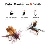 Lilureena 12 PCS Fly Fishing Flies Kit Fly Lure Butterfly for Trout Bass Salmon Saltwater Freshwater