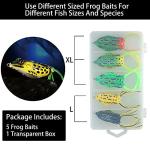 5Pcs Topwater Frog Lures Sets with Bait Box, Frog Lure Ray Frog Topwater Fishing Crankbait Lures, Frog Artificial Soft Bait for Bass Snakehead, Weedless Freshwater Soft Simulated Frog Bait