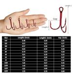 FishTrip 25pcs Red Treble Hooks, Size 12