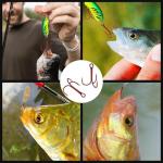 FishTrip 25pcs Red Treble Hooks, Size 12