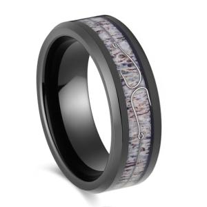 Men's 8mm Black Tungsten Fishing Line Ring