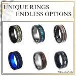 Men's 8mm Black Tungsten Fishing Line Ring