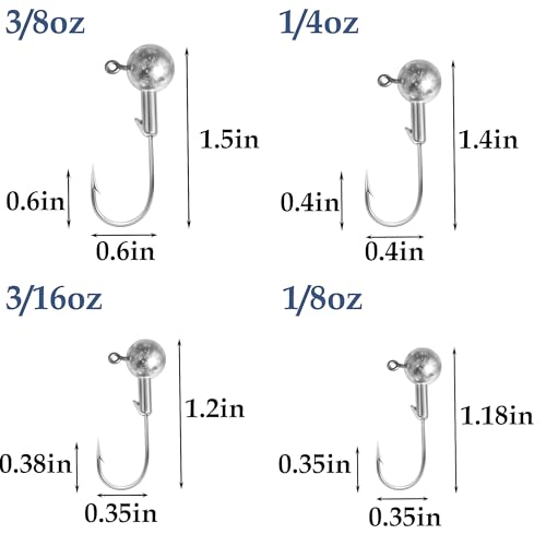 Fishing Jig Heads Set - 40 Pack with Hooks