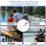 Fishing Jig Heads Set - 40 Pack with Hooks