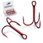 25 Pack Red Treble Hooks for Freshwater & Saltwater