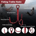 25 Pack Red Treble Hooks for Freshwater & Saltwater
