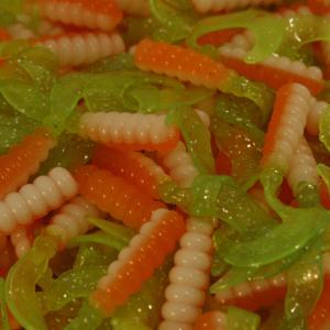 2" Orange/Chartreuse Twister Tail Fishing Lures