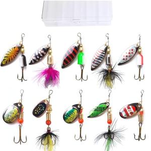 10-Piece Spinnerbait Fishing Lures Set with Tackle Box