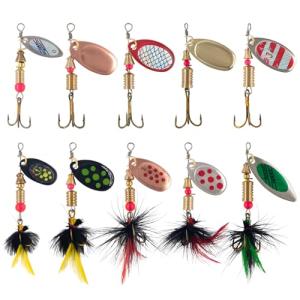 Rooster Tail Fishing Lures – 10pcs Spinner Bait Kit