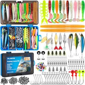 PLUSINNO 137-Piece Fishing Lure Tackle Box Kit