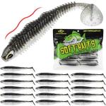 LUCKYFISHING 16 PCS Soft Plastic Paddle Tail Swimbaits