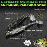 LUCKYFISHING 16 PCS Soft Plastic Paddle Tail Swimbaits