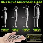 LUCKYFISHING 16 PCS Soft Plastic Paddle Tail Swimbaits