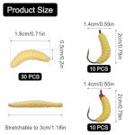 Rubber Maggot Fishing Bait Set - 50 Pieces