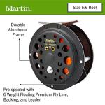 New Martin Fly Fishing Kit, 8-Ft 5/6 Pole, Rim-Control Reel