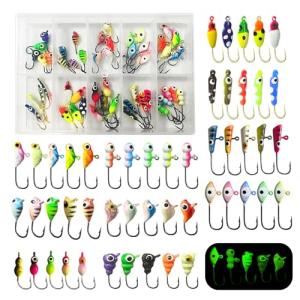 50PCS Ice Fishing Lures Kit for Walleye and Panfish