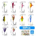 50PCS Ice Fishing Lures Kit for Walleye and Panfish