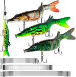 3 Fishing Lures 9-Segment Bass Swimbait Set